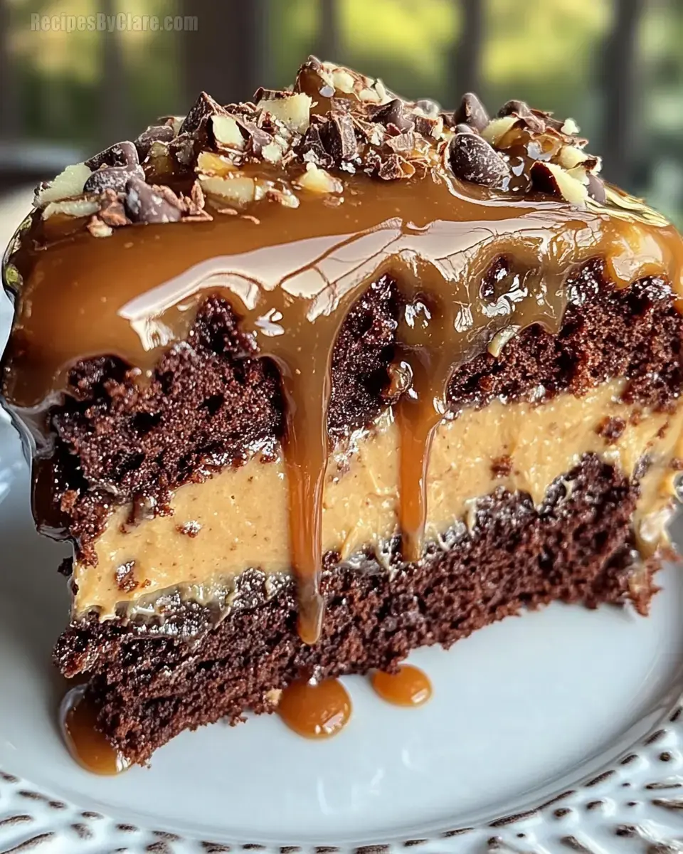 German Chocolate Cake with Caramel Drizzle