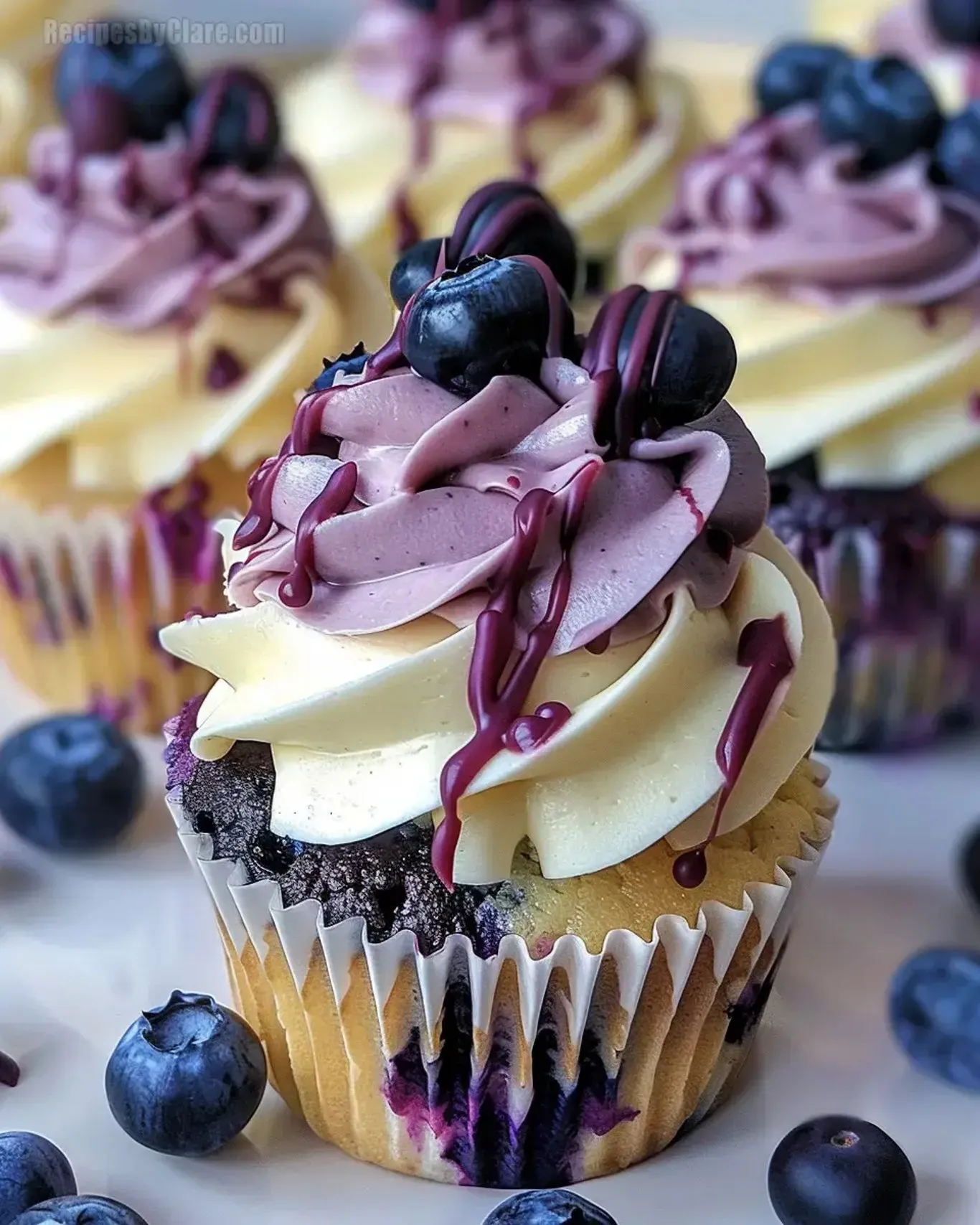 White Chocolate Blueberry Cheesecake Cupcakes