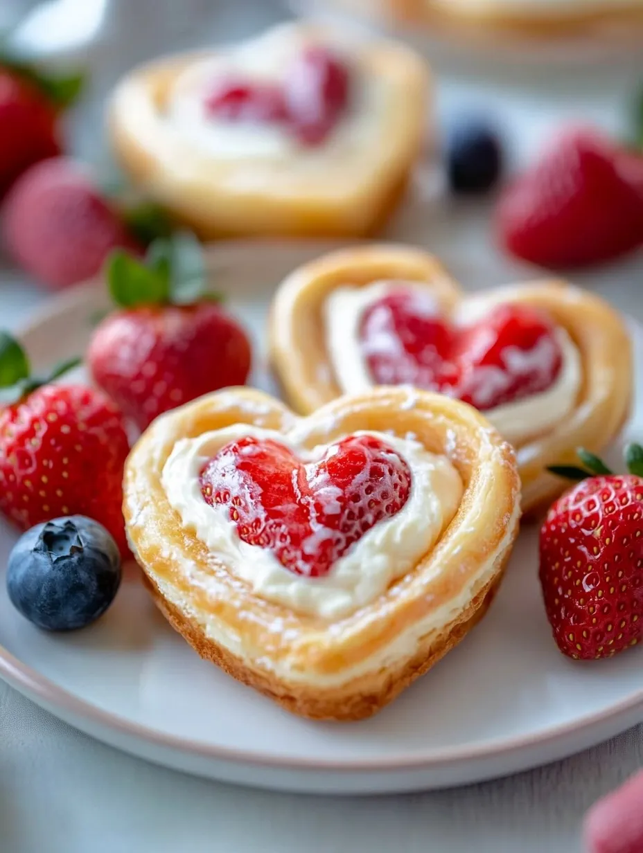 Strawberry Cream Cheese Heart Puffs for a Sweet Surprise