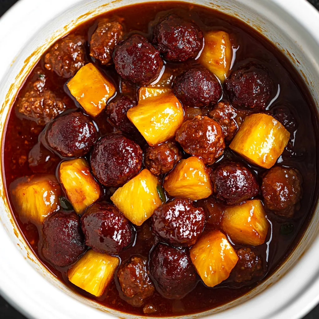 Slow Cooker Meatball Pineapple Smokies