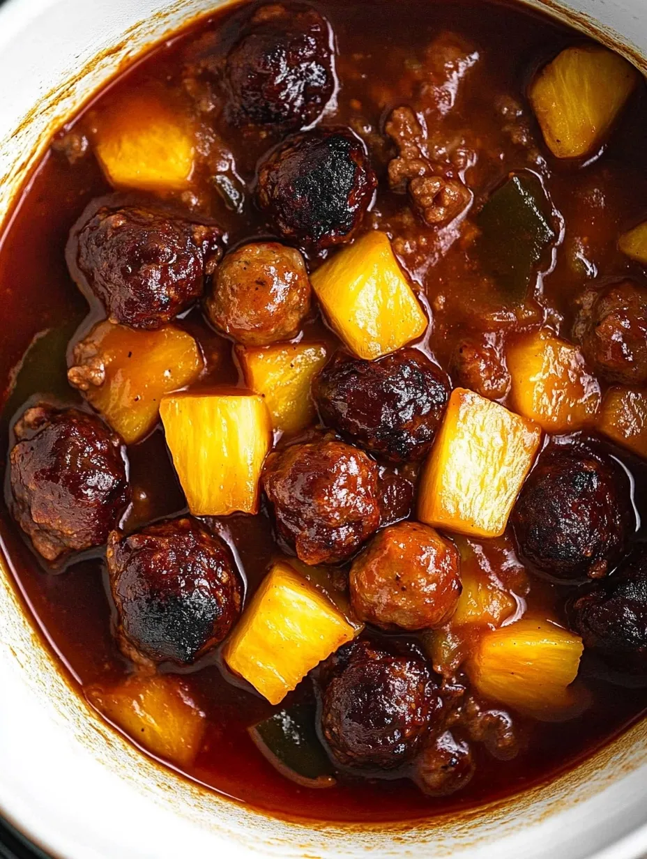 Slow Cooker Meatball Pineapple Smokies Recipe