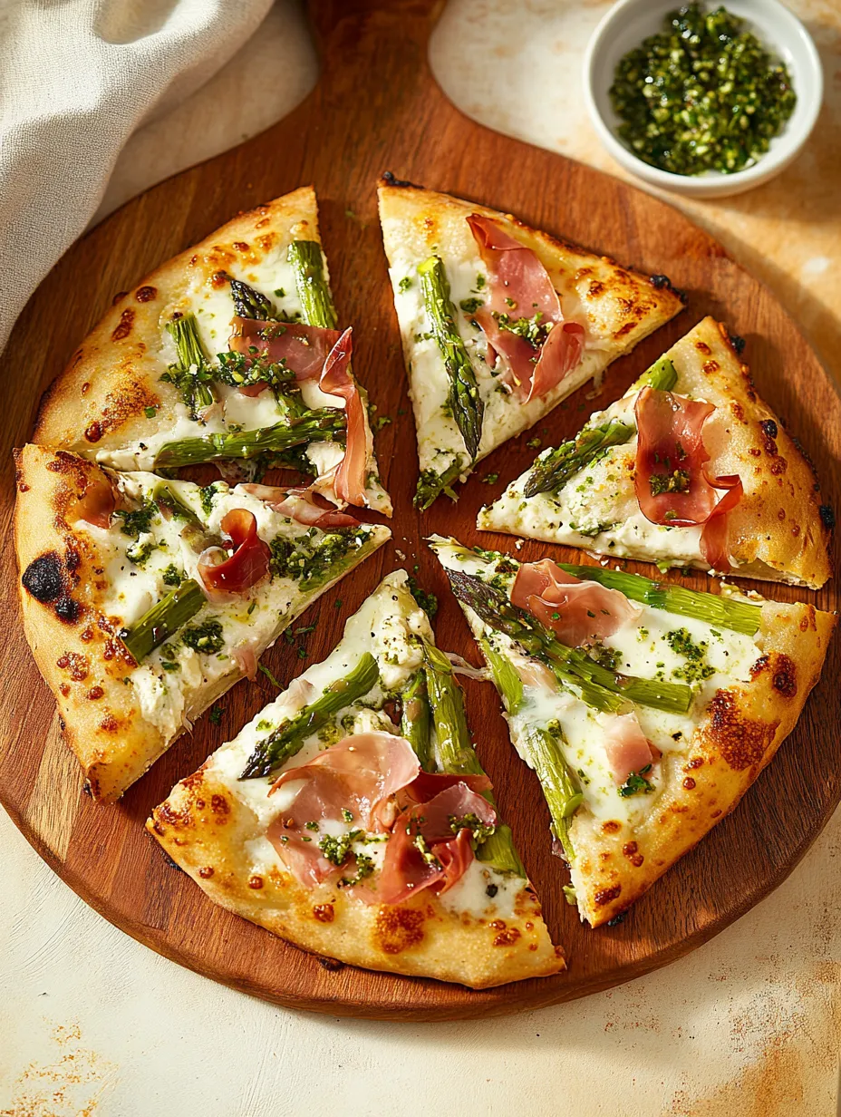 Asparagus White Pizza with Prosciutto and Gremolata Recipe