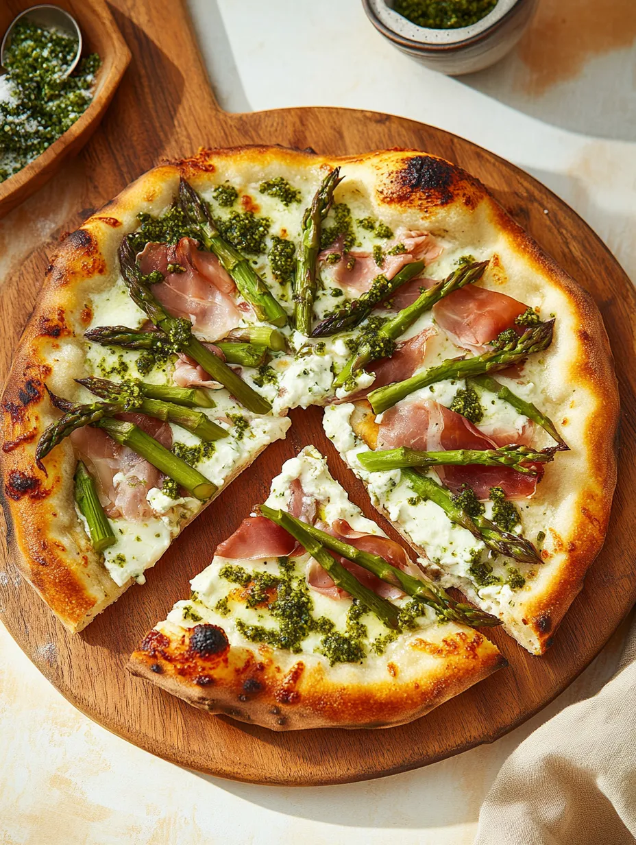 Easy Asparagus White Pizza with Prosciutto and Gremolata