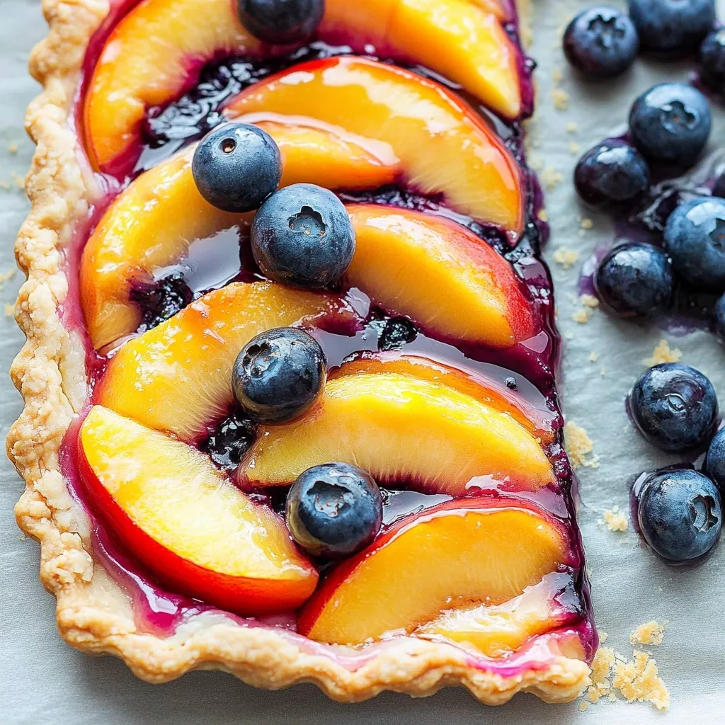 Easy Blueberry Peach Tart with Vanilla Glaze