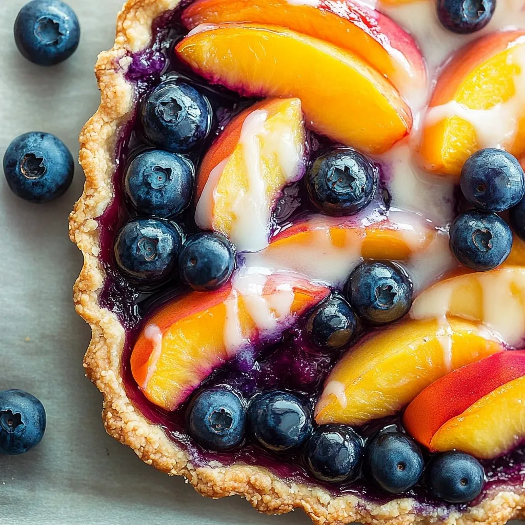 Blueberry Peach Tart with Vanilla Glaze