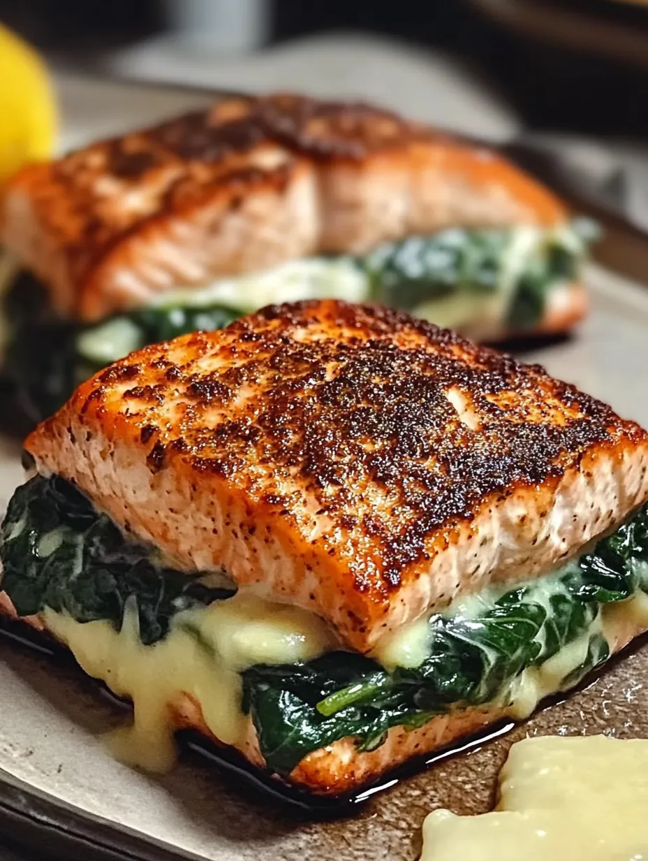 Blackened Spinach Stuffed Salmon