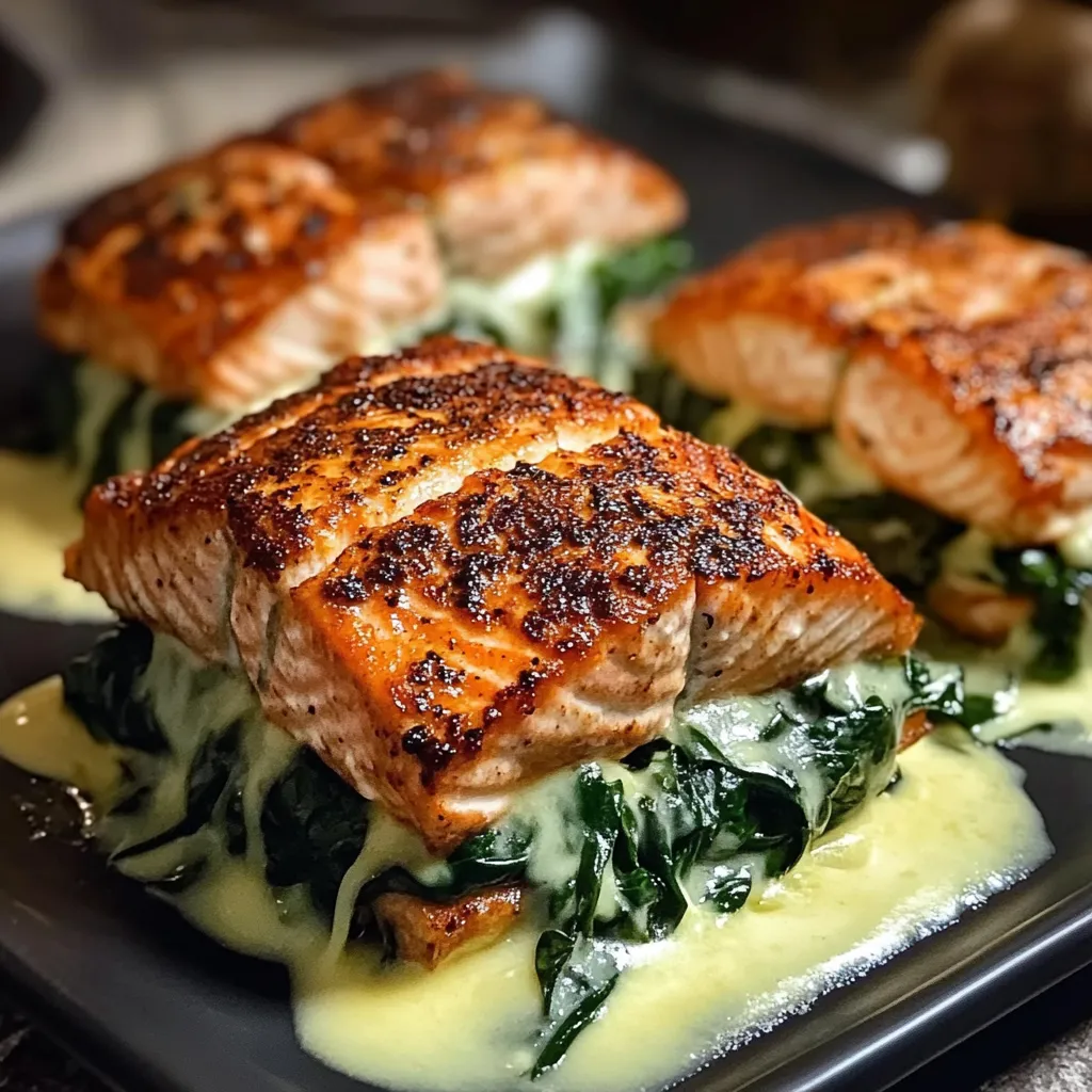 Blackened Spinach Stuffed Salmon Recipe