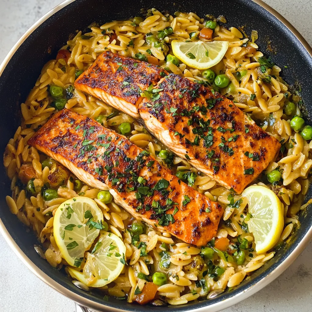 Easy One-pan Lemon Orzo and Salmon