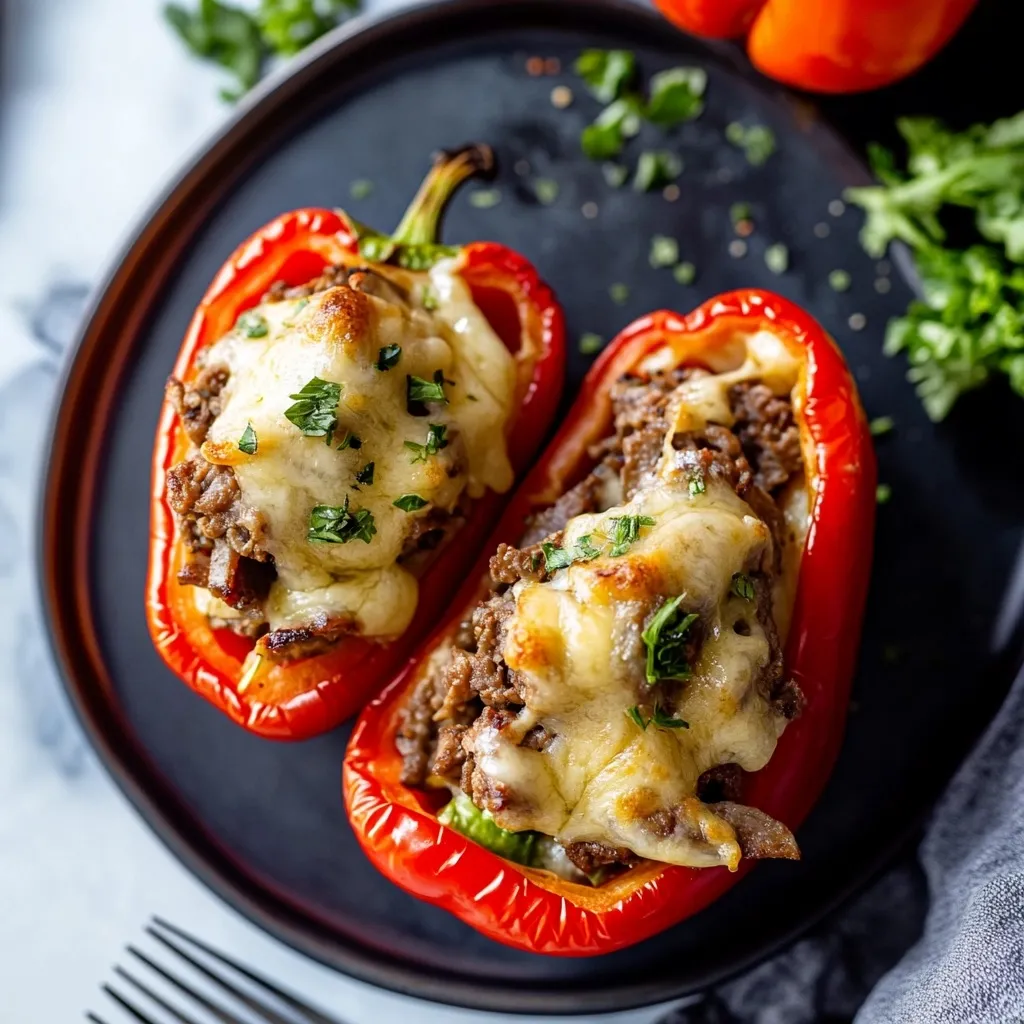 Easy Cheesesteak Stuffed Peppers