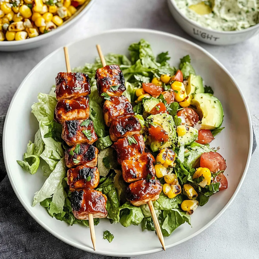 BBQ Chicken Skewer Salad Homemade