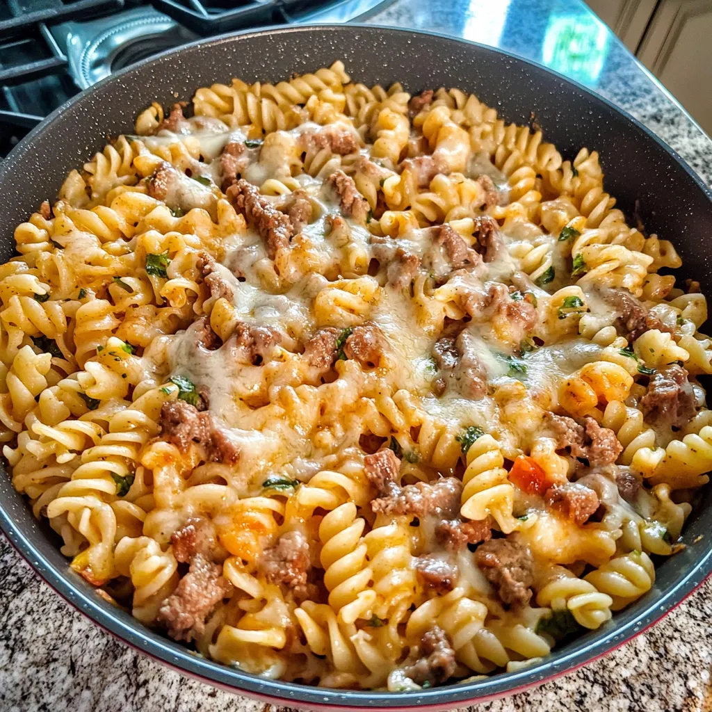 Easy Philly Cheesesteak Pasta