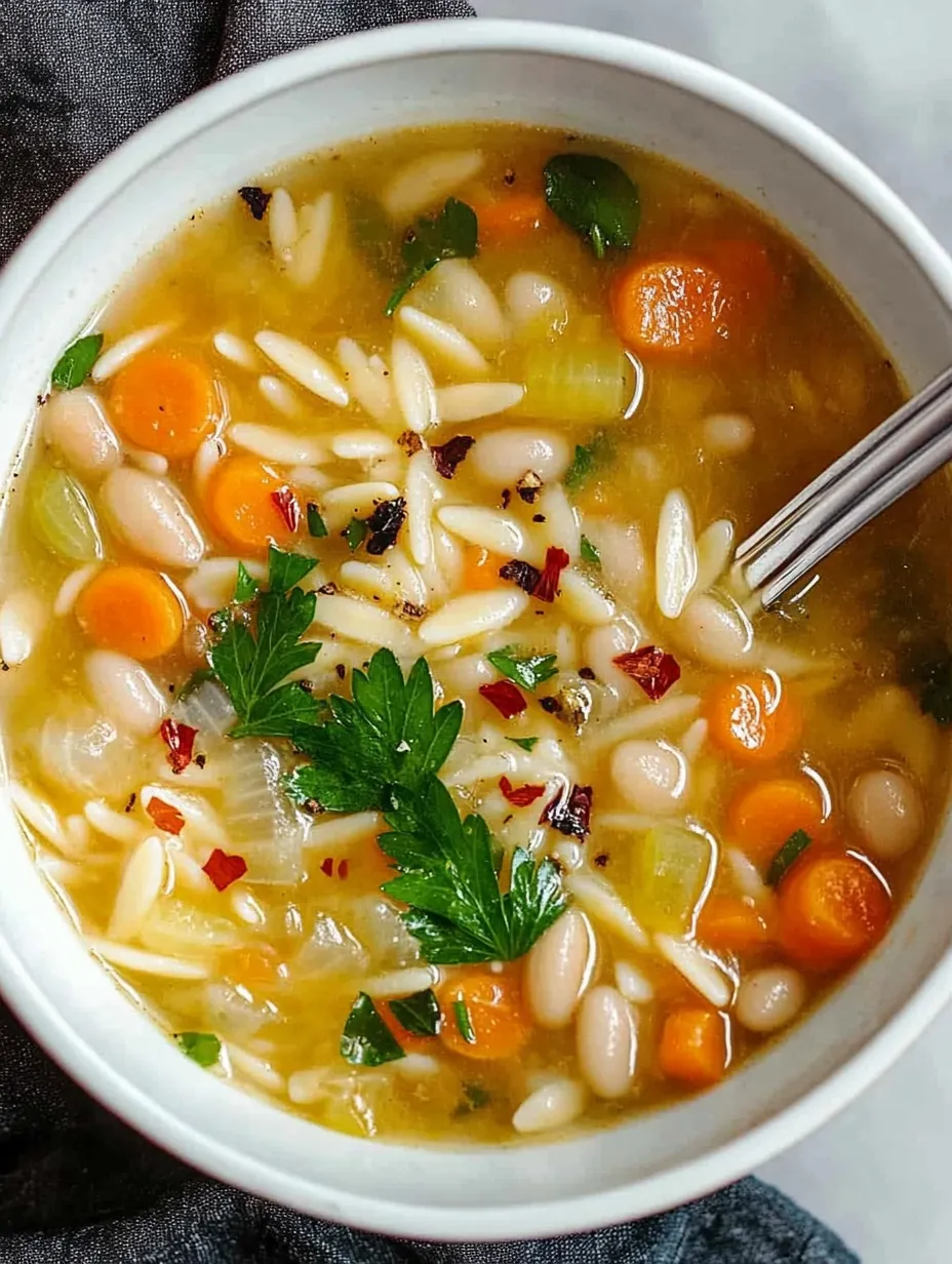 Easy Zesty Lemon White Bean Orzo Soup for the Soul