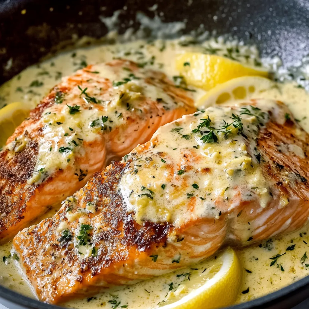 Baked Salmon with Lemon Butter Cream Sauce