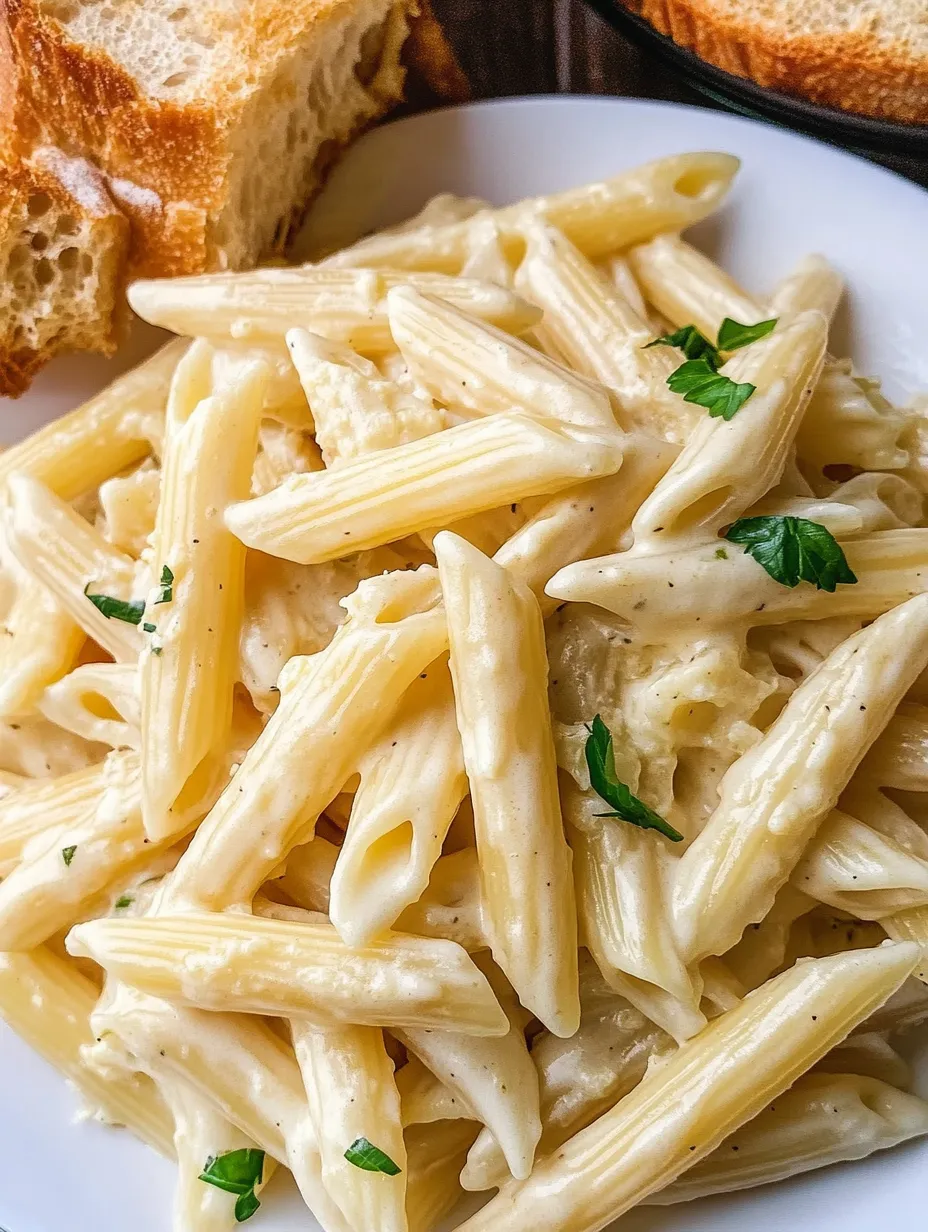 Creamy Garlic Penne Pasta Homemade