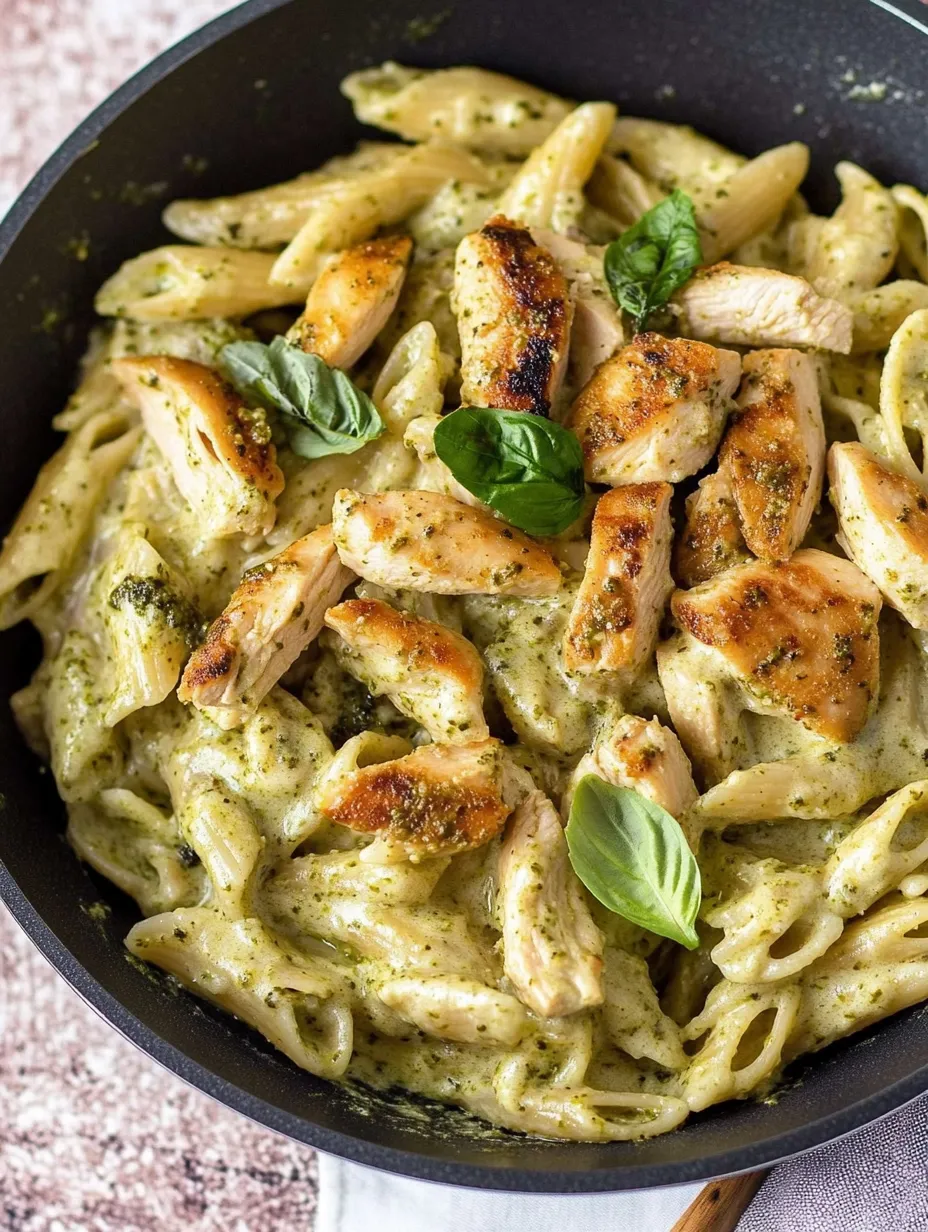 Creamy Chicken Pesto Pasta Homemade