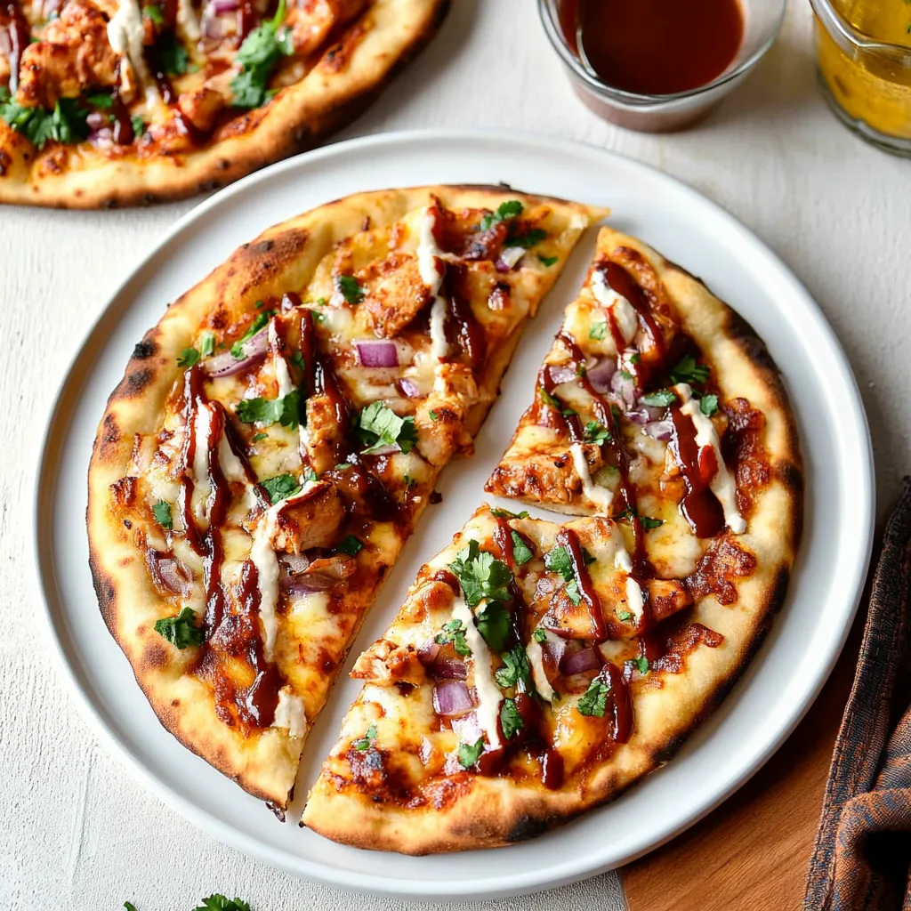 BBQ Chicken Naan Pizzas Homemade