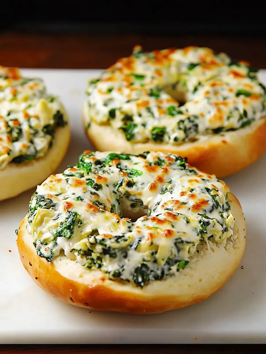 Cheesy Spinach-Artichoke Bagels Recipe