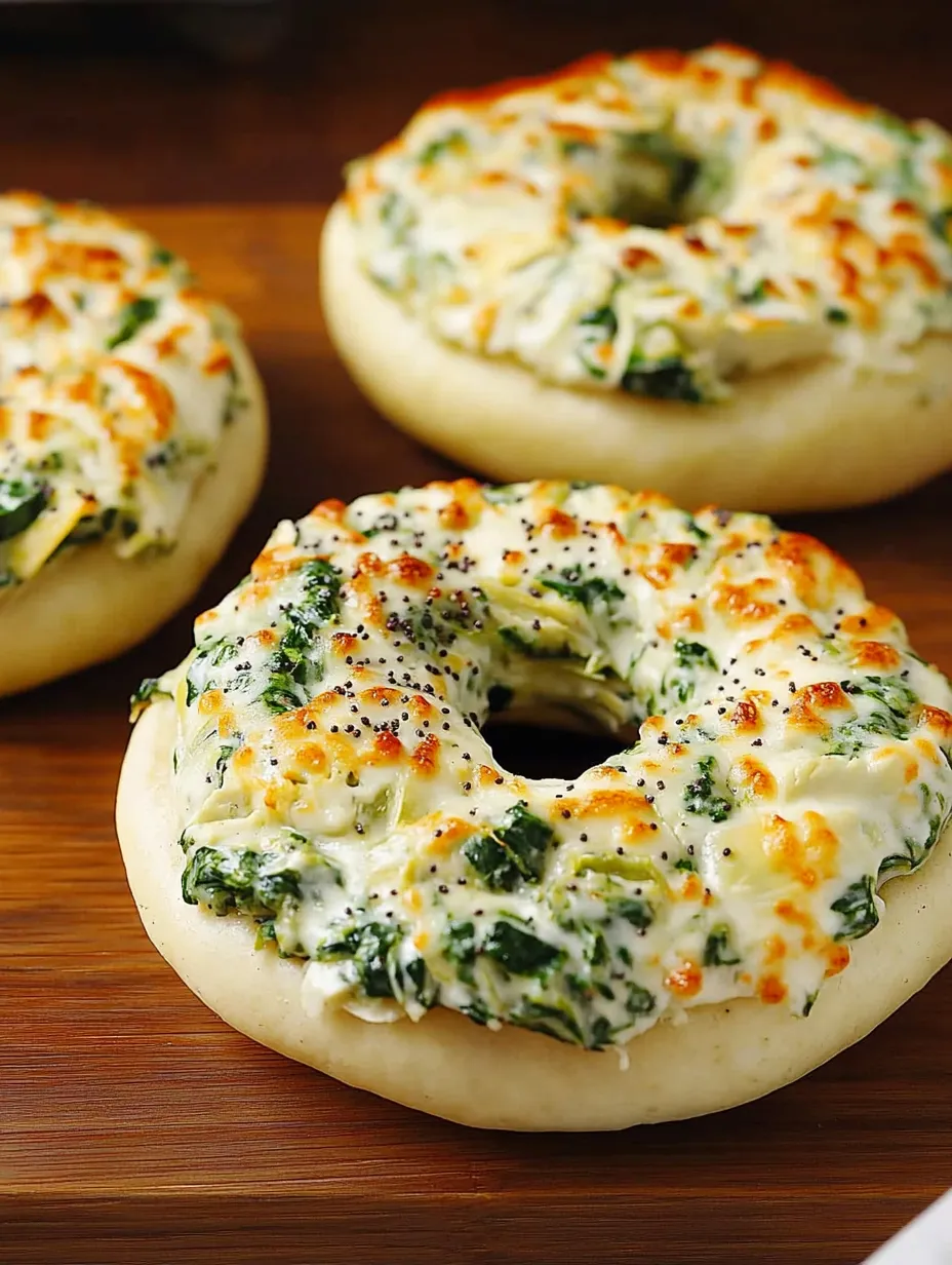 Easy Cheesy Spinach-Artichoke Bagels