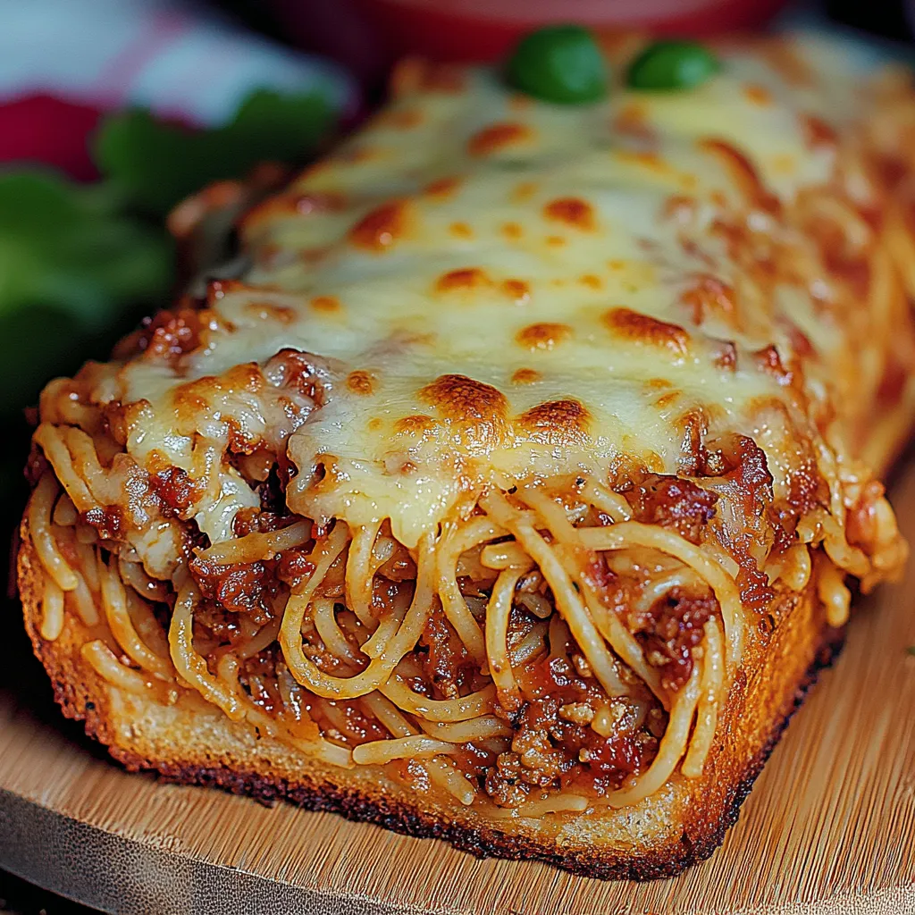 Spaghetti Stuffed Garlic Bread