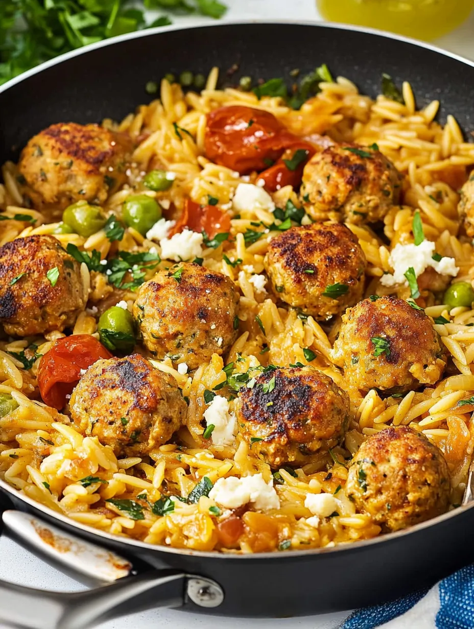 Mediterranean Chicken Meatballs and Orzo Recipe