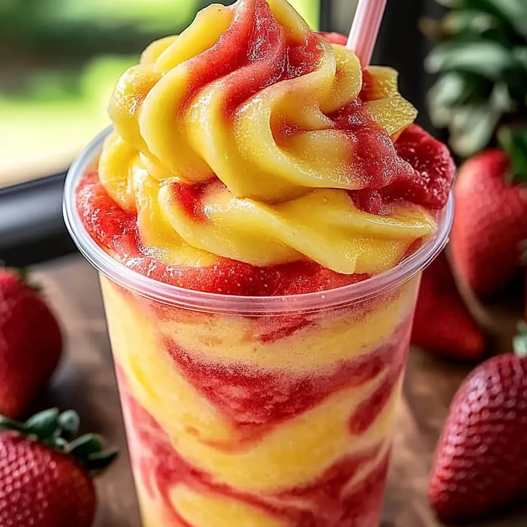 Pineapple Strawberry Swirled Slushies