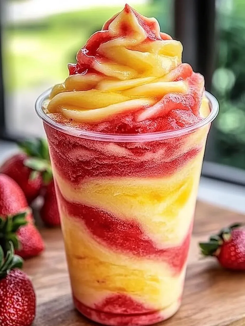 Pineapple Strawberry Swirled Slushies Homemade