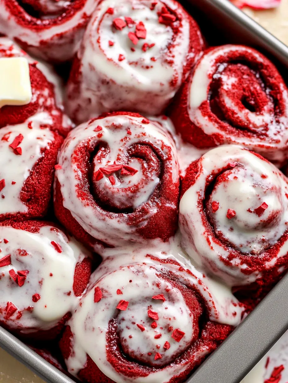 Red Velvet Cinnamon Rolls with Cream Cheese Frosting