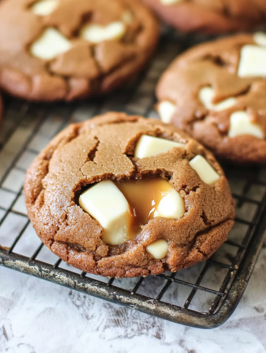 Caramel Stuffed Ginger and White Chocolate Cookies Homemade