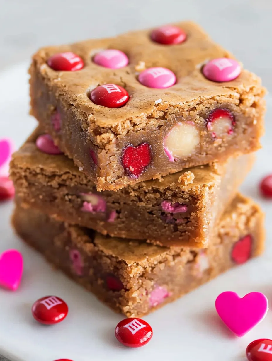 Valentine Peanut Butter Blondies with M&M's