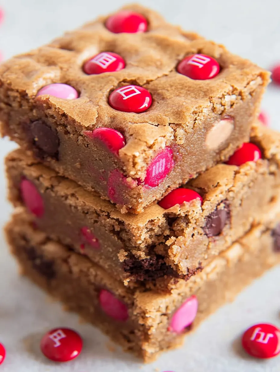 Valentine Peanut Butter Blondies with M&M's Recipe