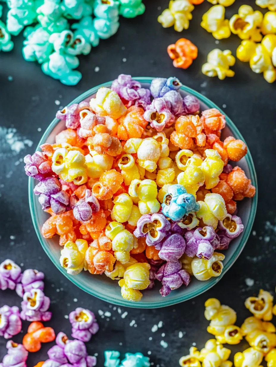 Easy Candied Rainbow Popcorn