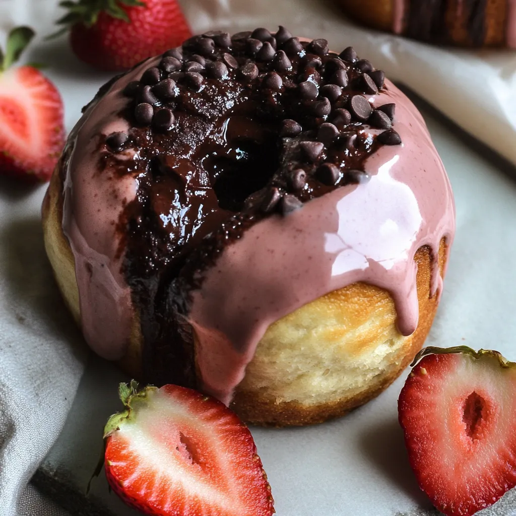 Chocolate Rolls with Strawberry Cream Cheese Frosting