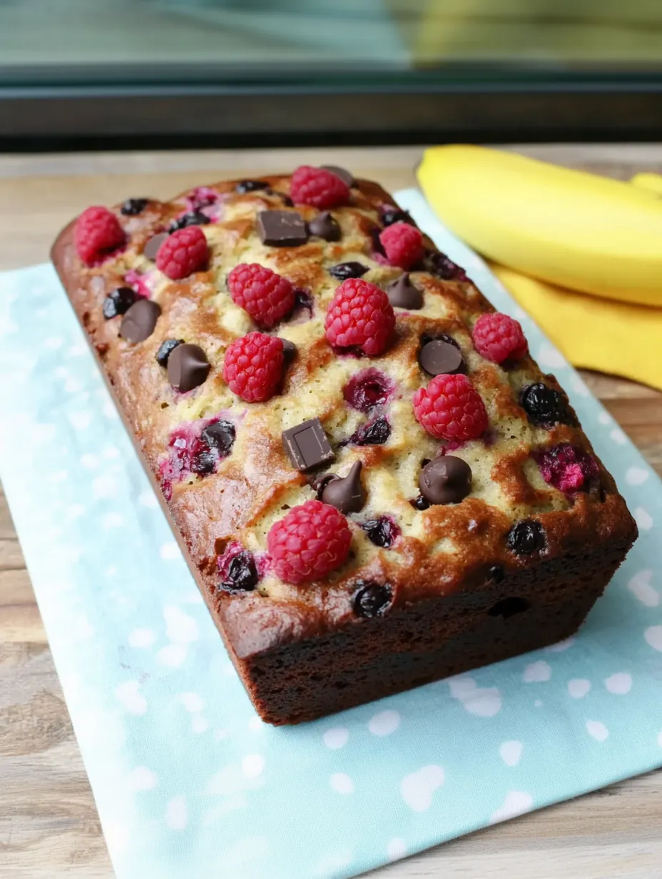 Raspberry Dark Chocolate Banana Bread Homemade