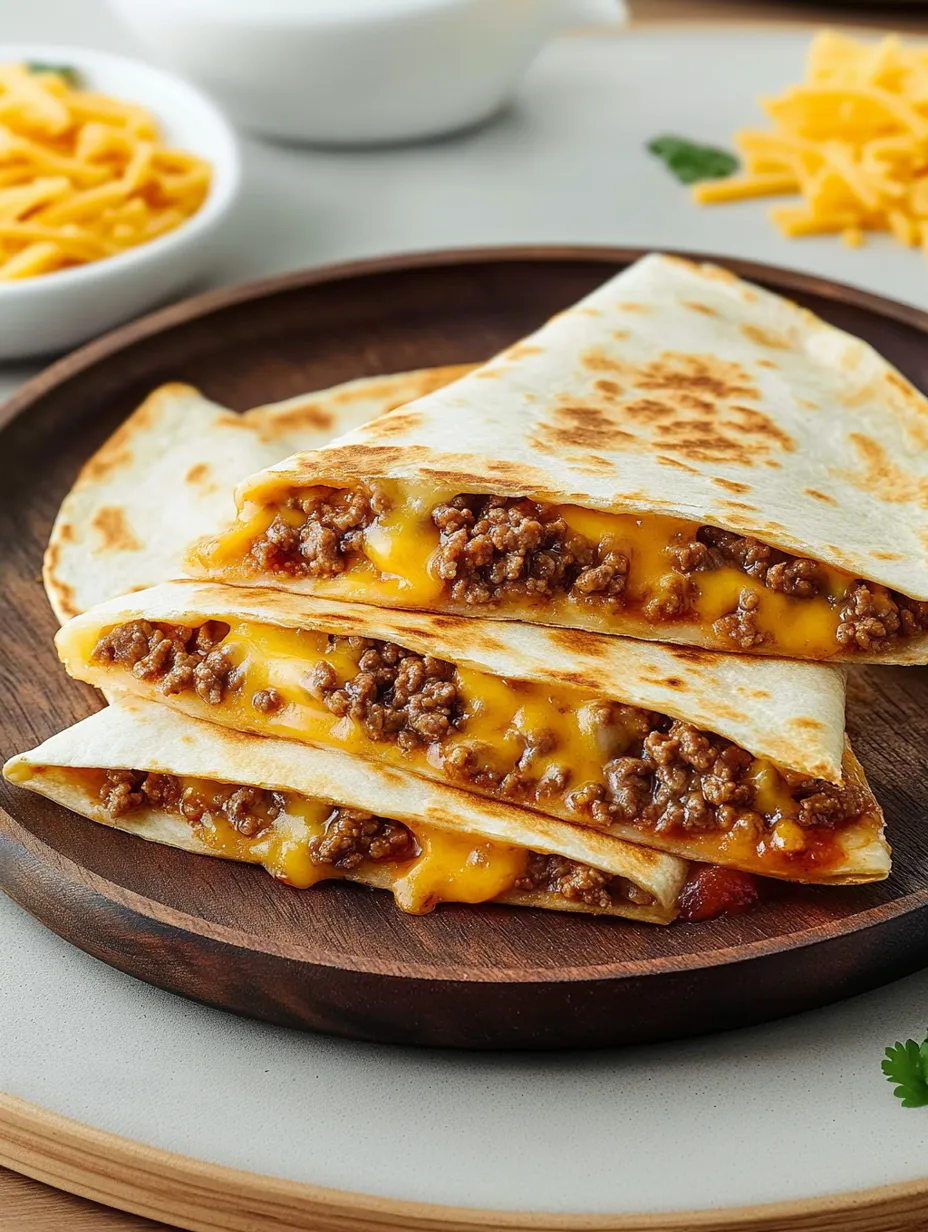 Cheesy Ground Beef Quesadillas Recipe