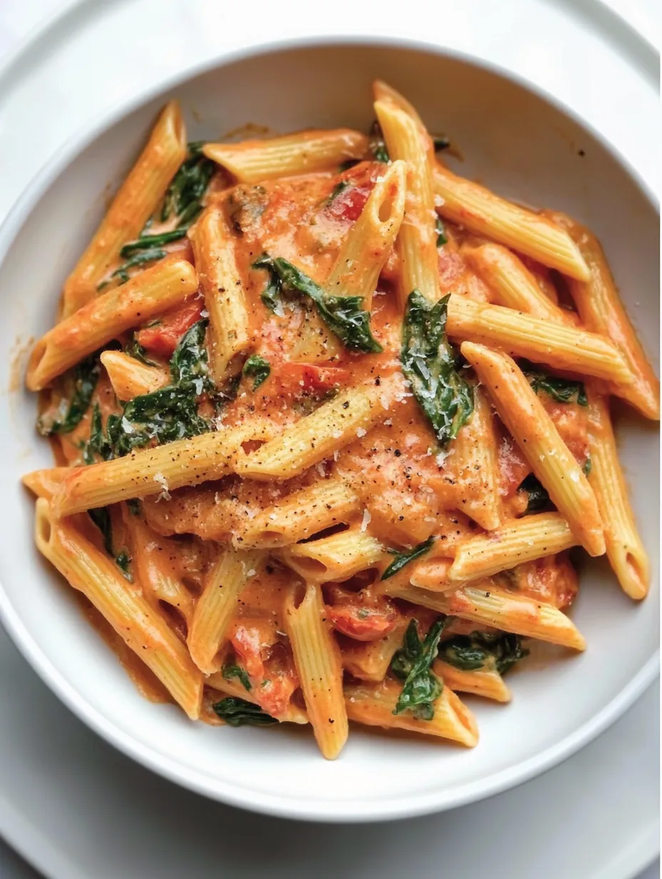 Creamy Tomato and Spinach Pasta Homemade