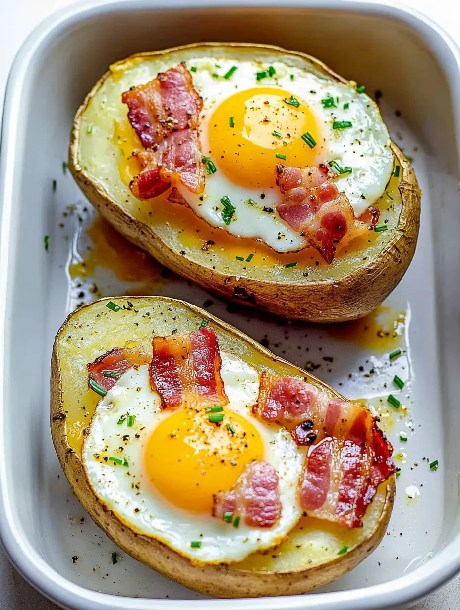 Double Baked Bacon + Egg Potatoes Homemade