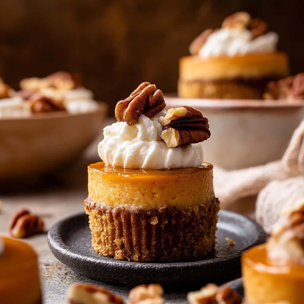 Pumpkin Pecan Mini Cheesecakes