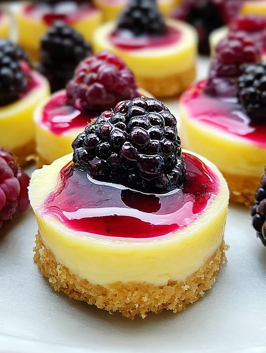 Lemon raspberry blackberry mini cheesecakes Recipe