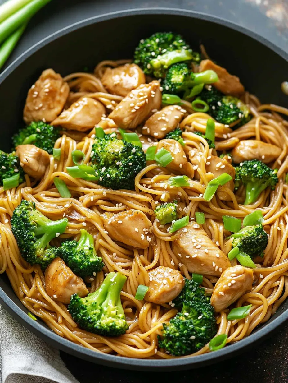 Easy Healthy Sesame Noodles with Chicken and Broccoli