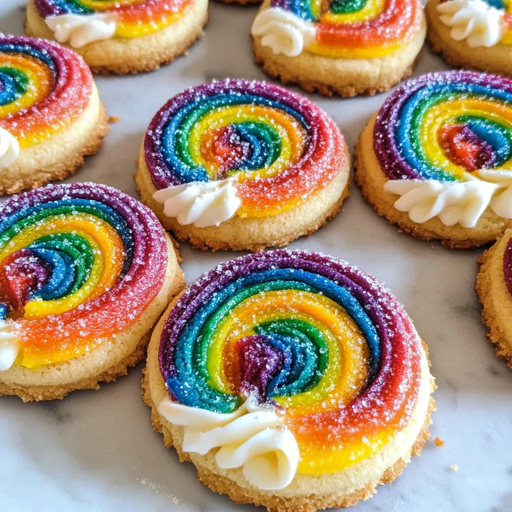 Piped Rainbow Shortbread Cookies