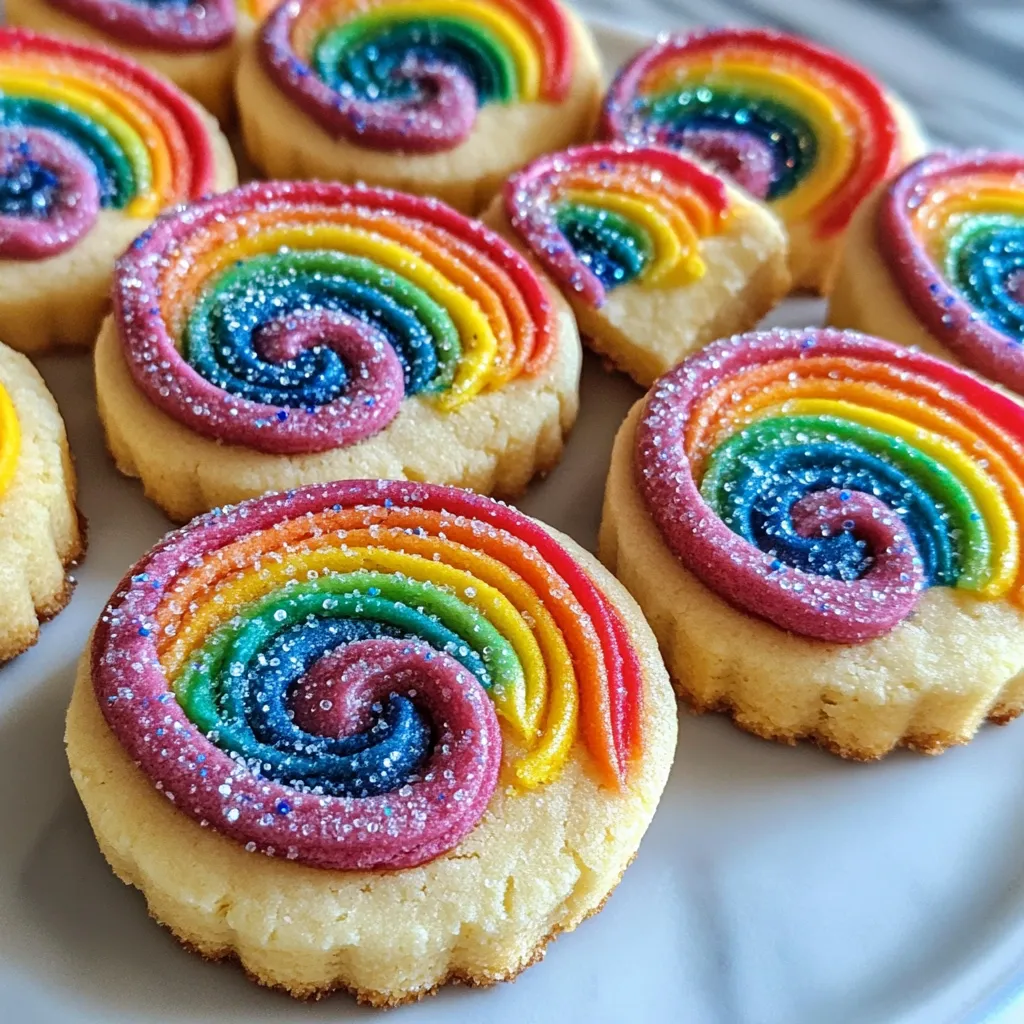 Easy Piped Rainbow Shortbread Cookies