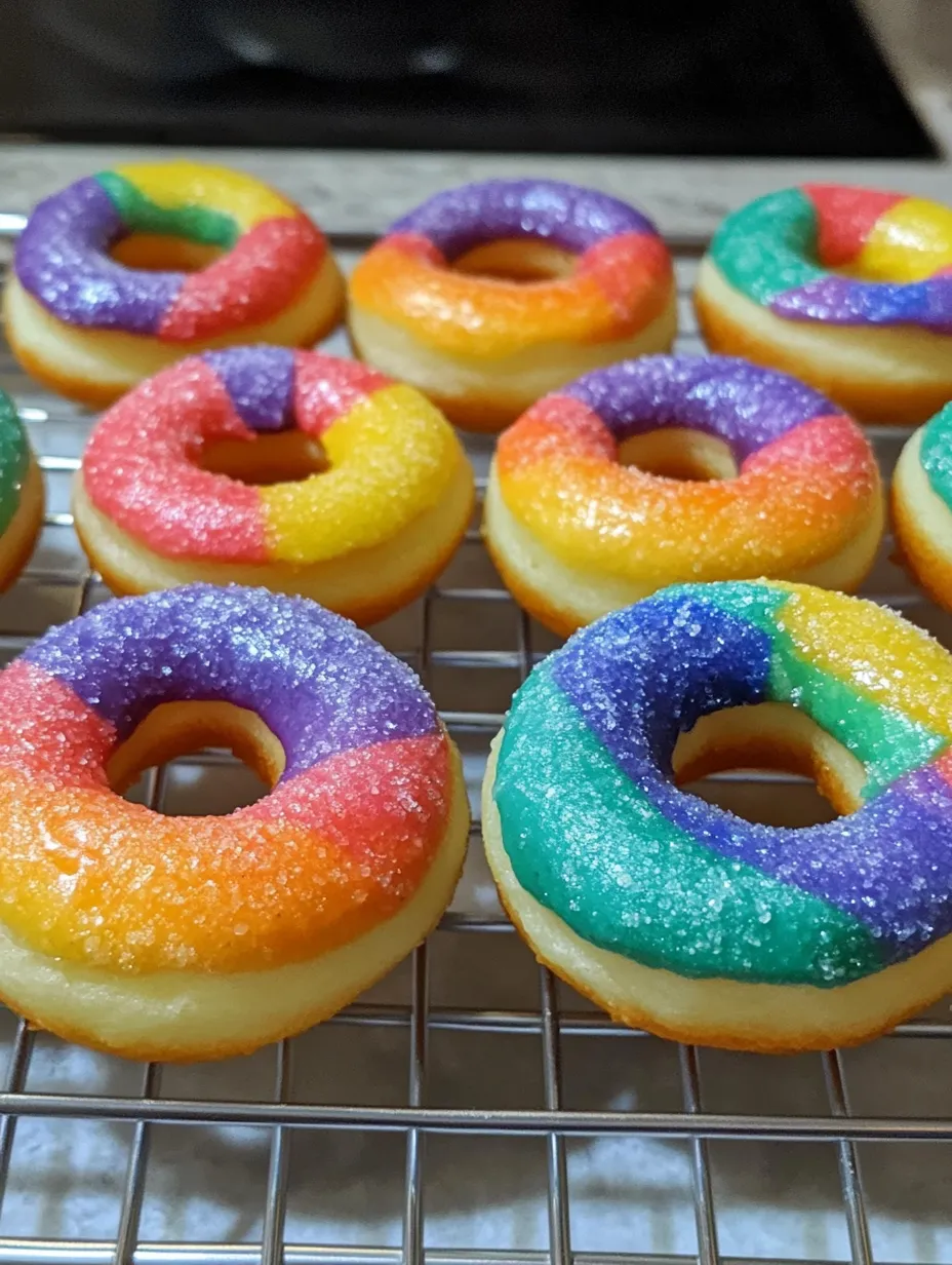 Mini rainbow vanilla bean donuts Recipe