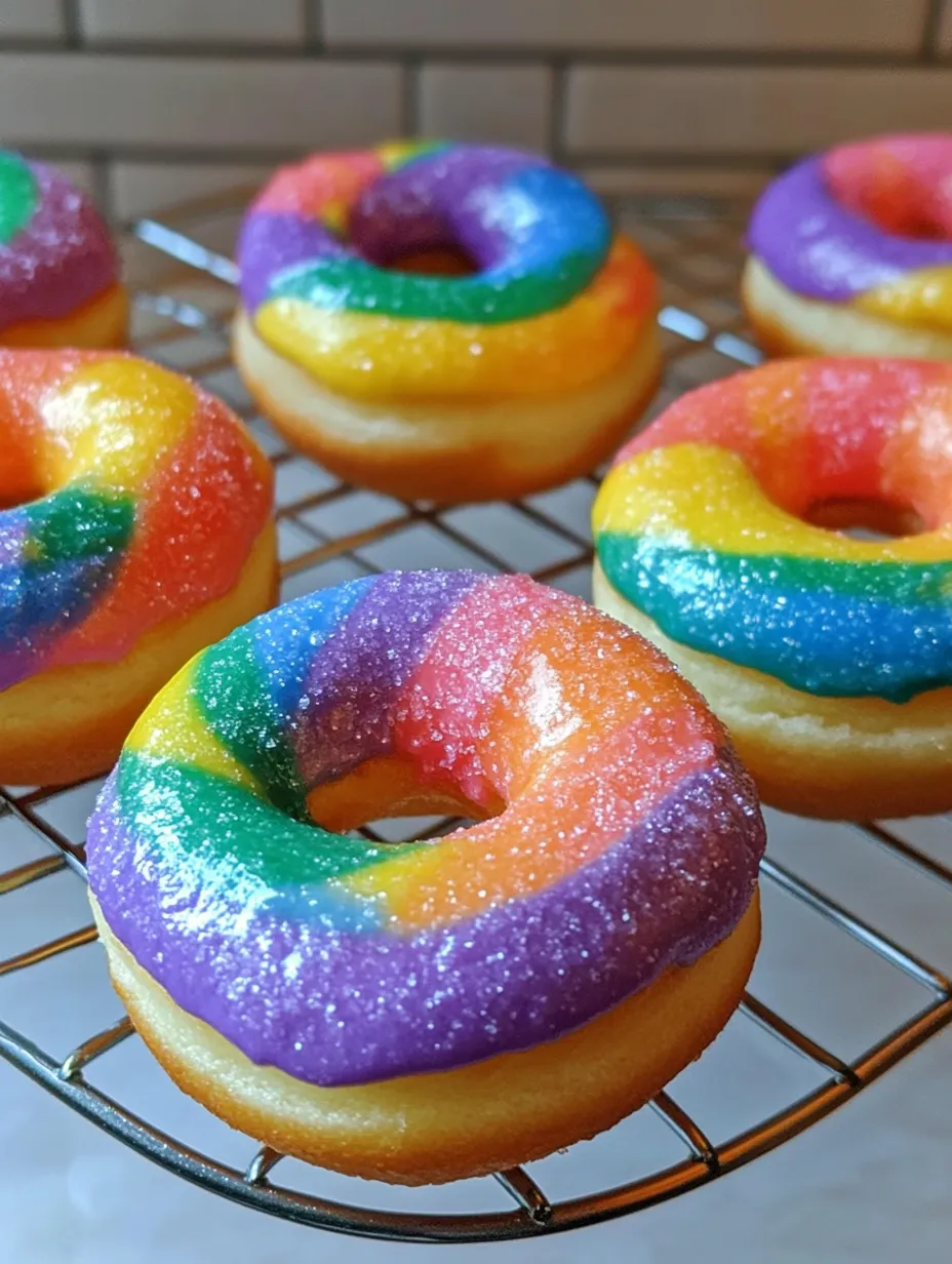 Easy Mini rainbow vanilla bean donuts