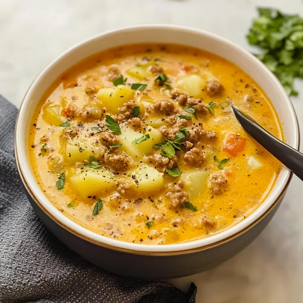 Cheesy Hamburger Potato Soup