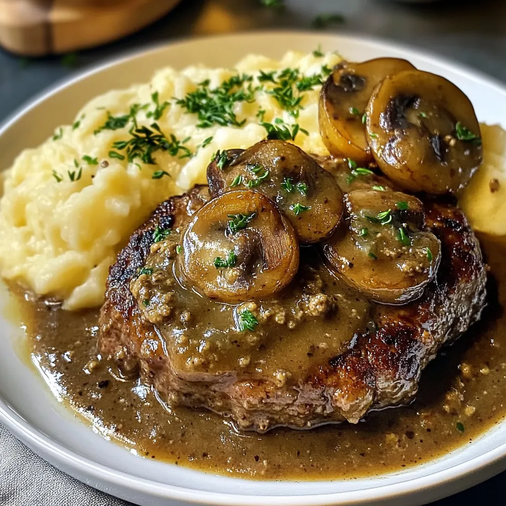 Bobby Flay’s Salisbury Steak Recipe with Mushroom Gravy