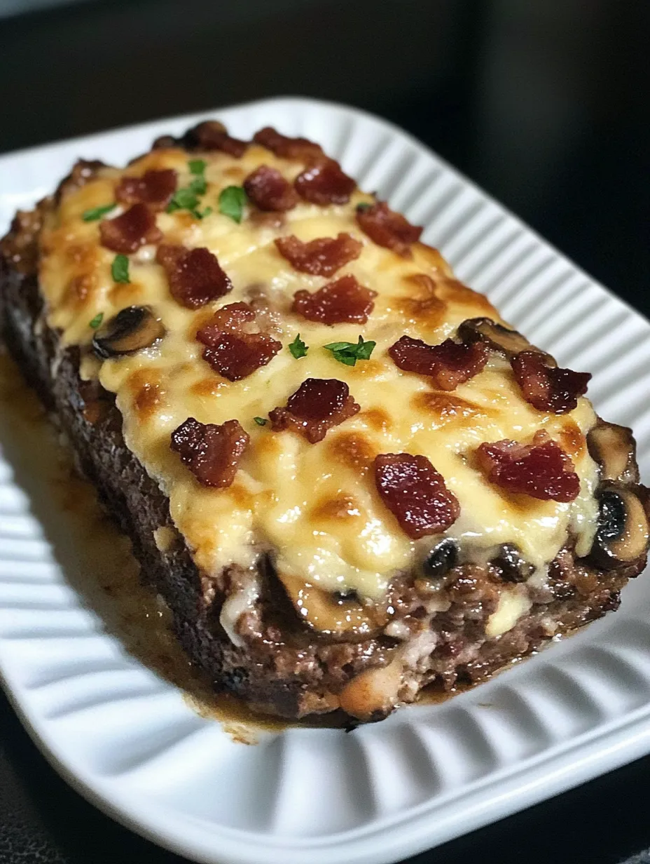 Bacon Mushroom Swiss Meatloaf Recipe