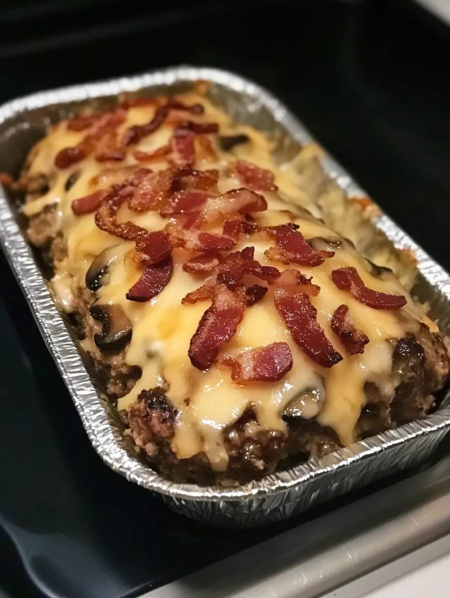 Easy Bacon Mushroom Swiss Meatloaf