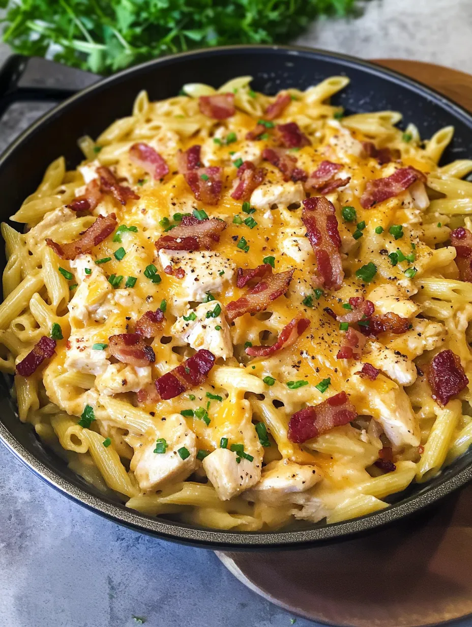 Easy One-Pan Creamy Ranch Bacon Chicken Pasta