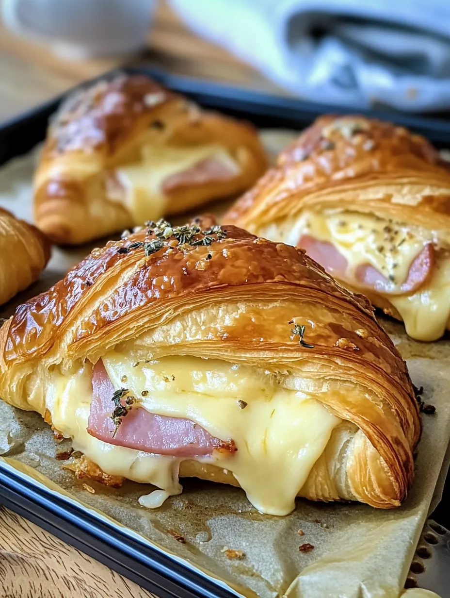 Baked Ham and Cheese Croissants Recipe