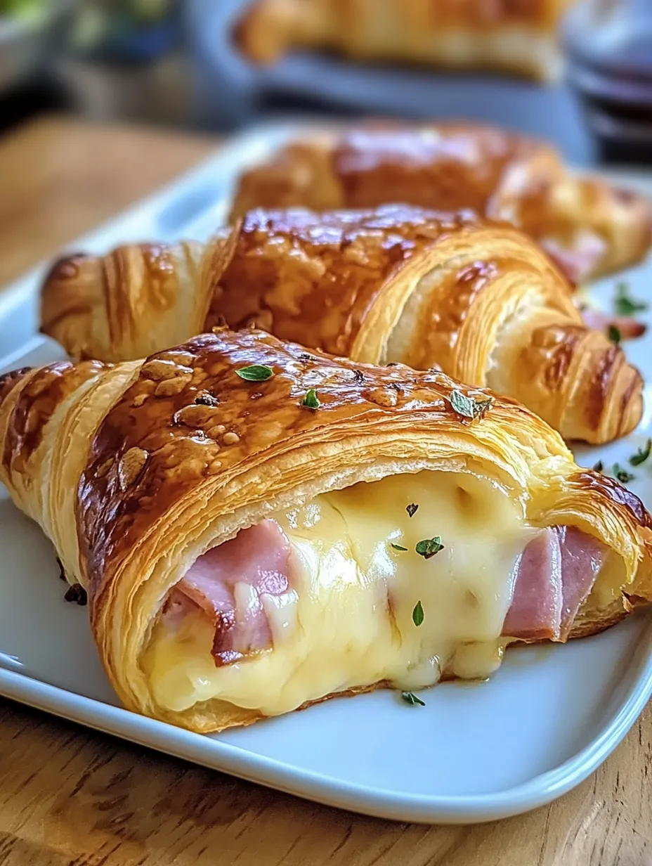 Baked Ham and Cheese Croissants Homemade